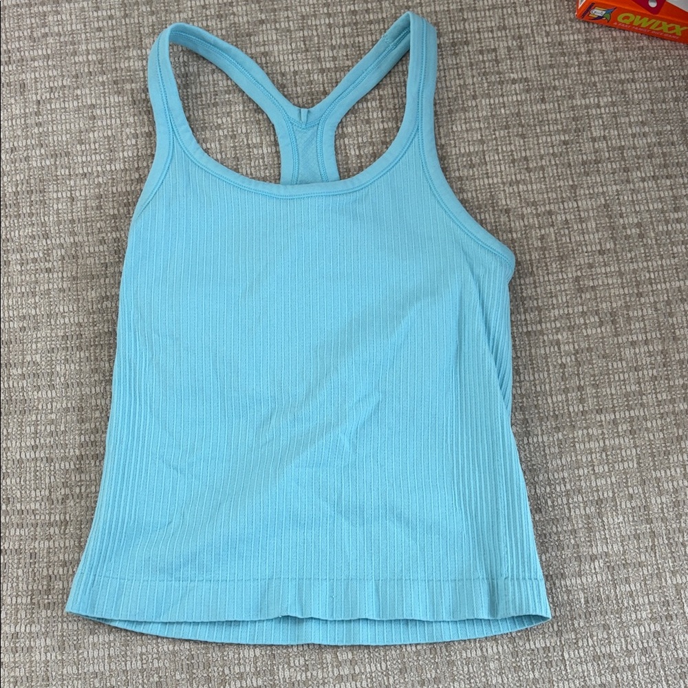 Blue Ribbed Tank Top